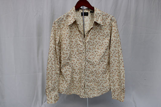 New York & Company floral button down blouse, Women's L