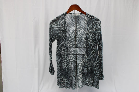 Sushiflower sheer lightweight leopard print cardigan, Women's L