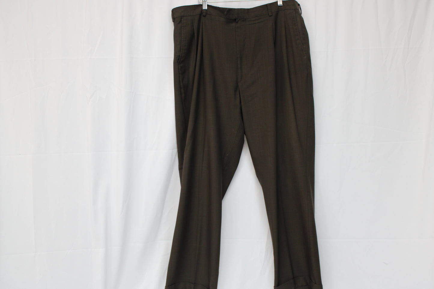 Geoffrey Beene polyester pleated dress pant, Brown, Men's 42x30