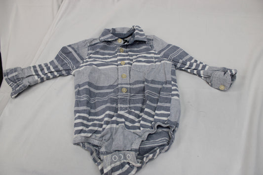 Oshkosh Long Sleeve Button up Infant Onesie, Size 12M