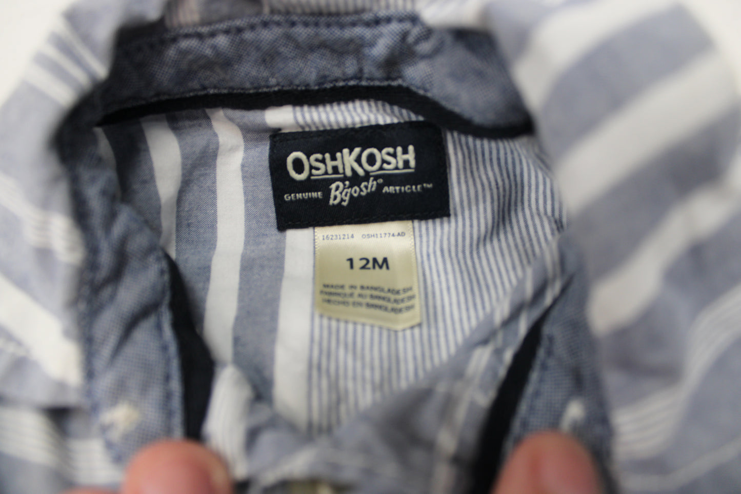 Oshkosh Long Sleeve Button up Infant Onesie, Size 12M