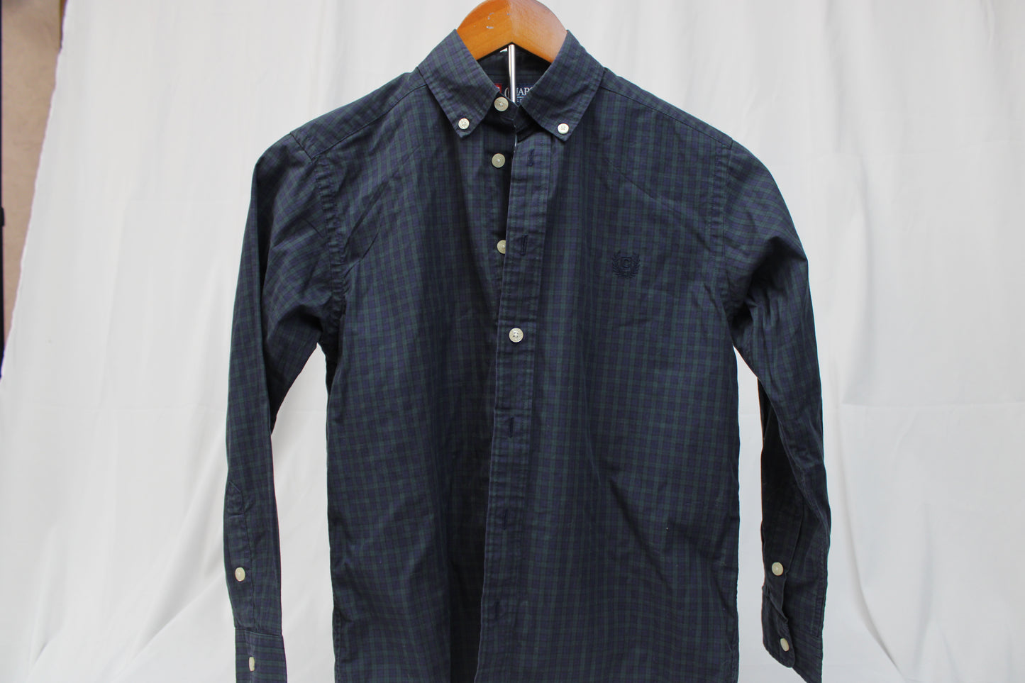 Chaps Long Sleeved Button Up Plaid Boys Shirt, Size M
