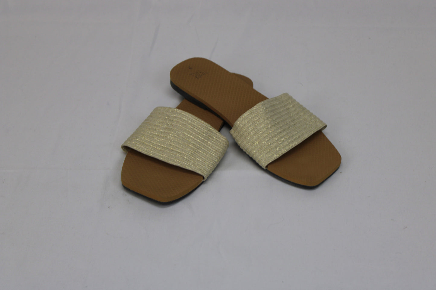 Time & Tru fabric slide sandal, metallic gold, Women's 9