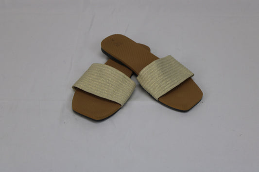 Time & Tru fabric slide sandal, metallic gold, Women's 9