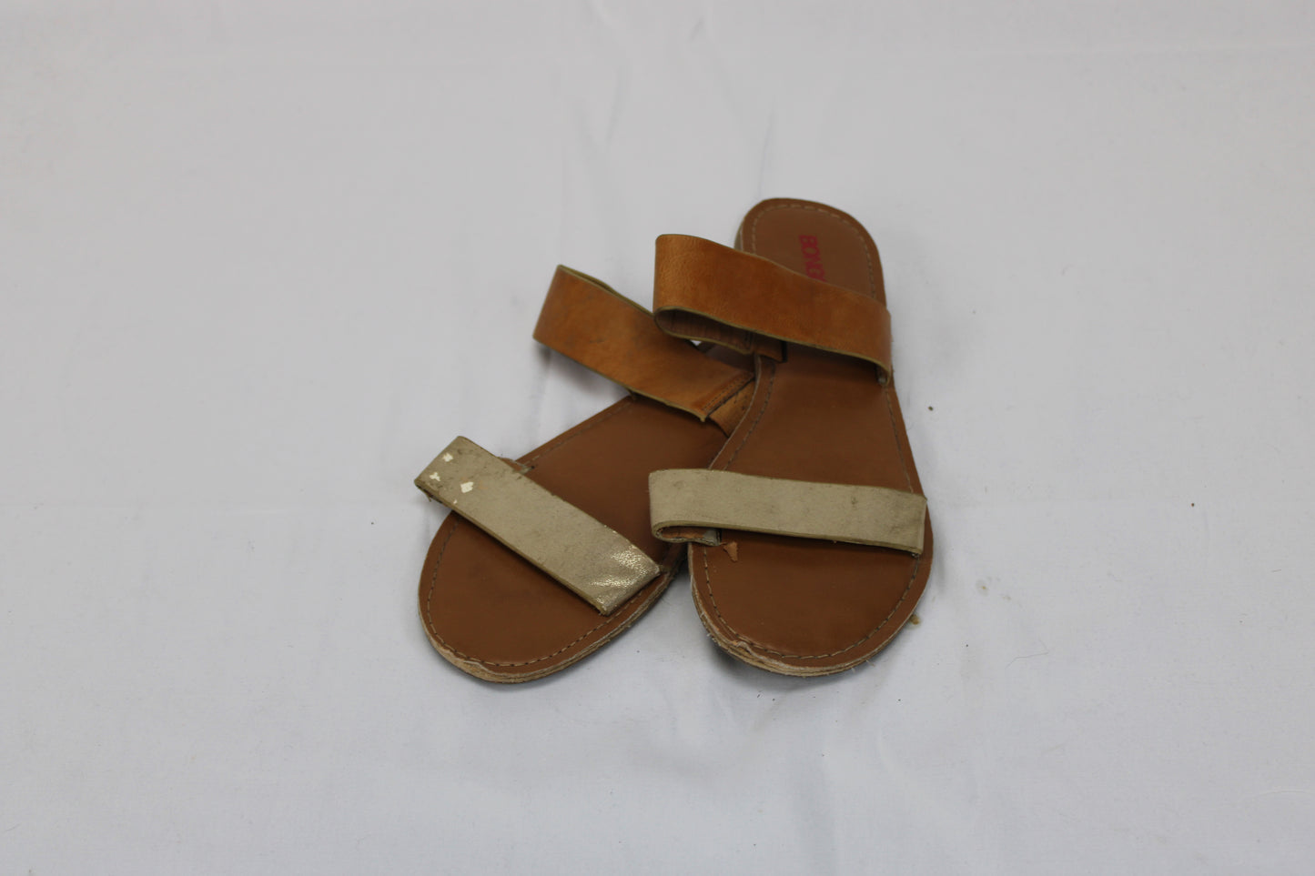 Bongo leather slide sandal, metallic gold, Women's 10