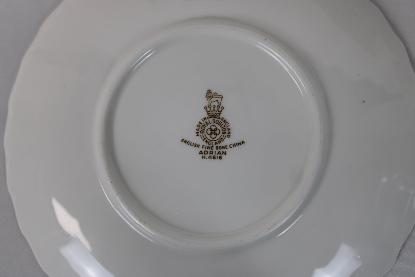 Royal Doulton "Adrian" antique tea set circa 1978, full set of 10 bread plates, 8 tea saucers, 8 teacups