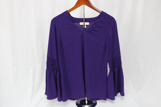 Michael Kors long sleeve v-neck blouse, purple, Women's M