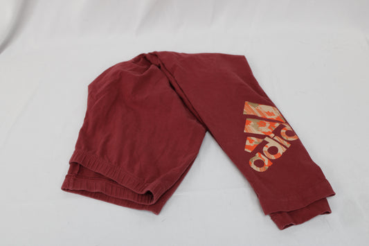 Adidas cotton leggings, dark red, Girl's L