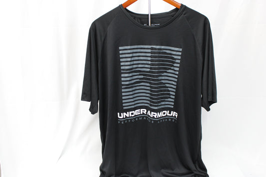 Under Armour loose fit polyester moisture wicking t-shirt, blk, Men's XXL