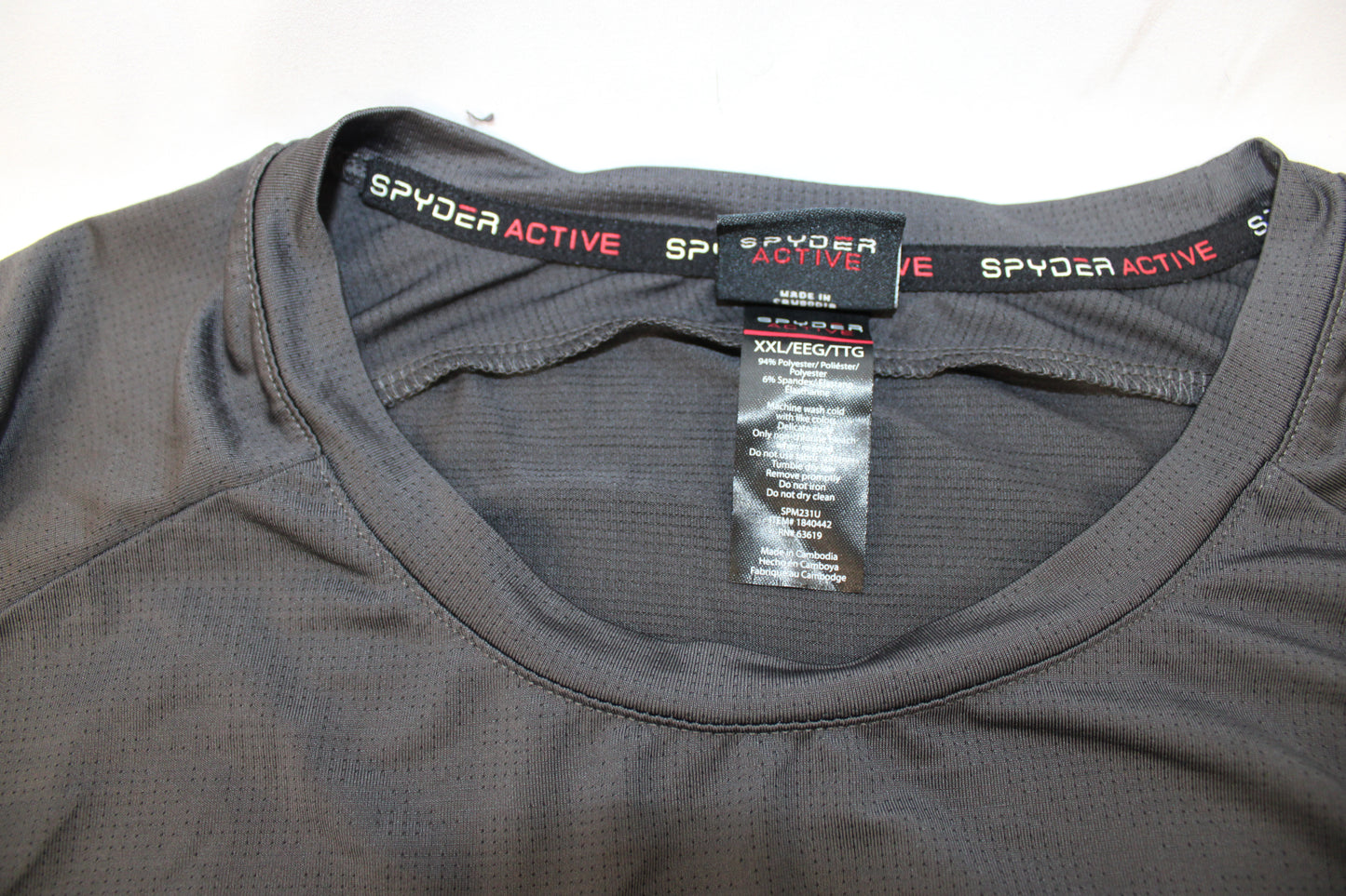 Spyder moisture wicking polyester t-shirt, blk, Men's XXL