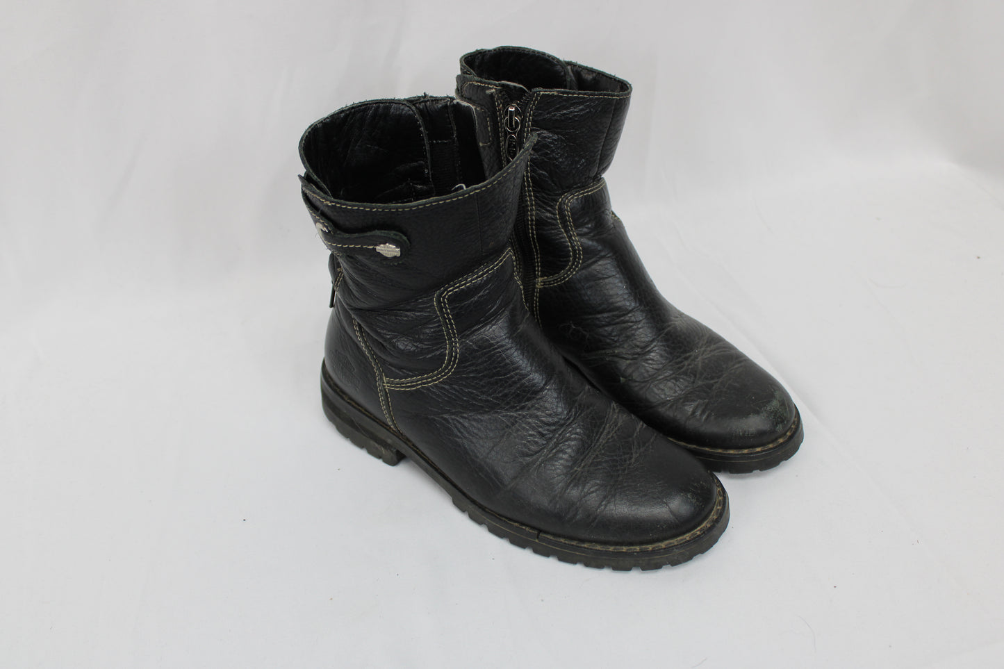 Harley Davidson full grain leather zip enclosure riding boot, blk, Women's 7