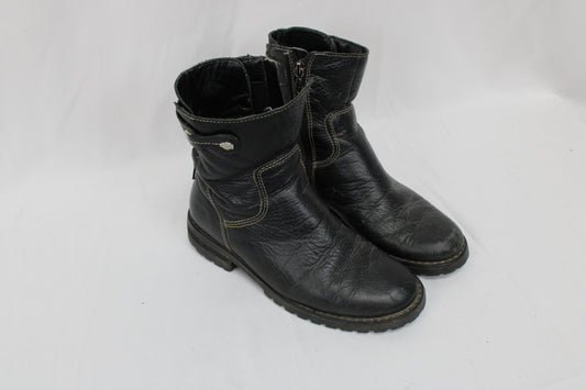 Harley Davidson full grain leather zip enclosure riding boot, blk, Women's 7