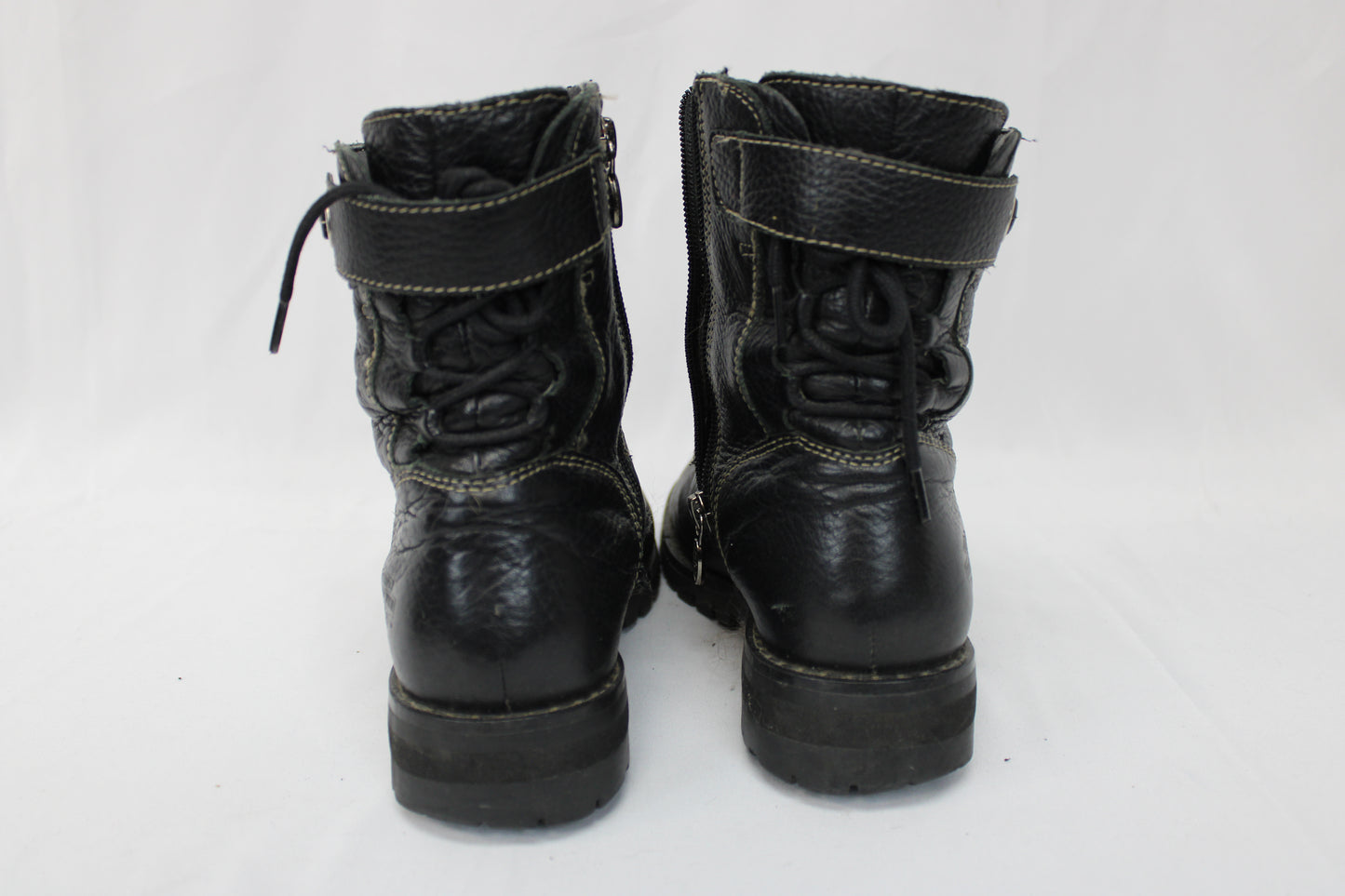 Harley Davidson full grain leather zip enclosure riding boot, blk, Women's 7