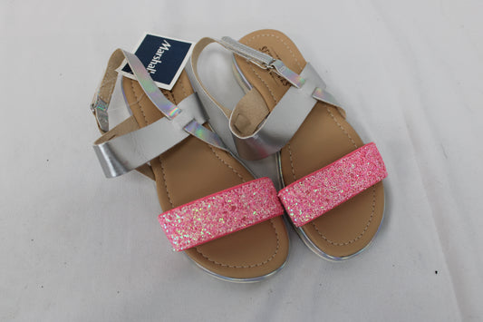 Seychelles flat ankle strap sandal, NWT, silver/pink, Girl's 12