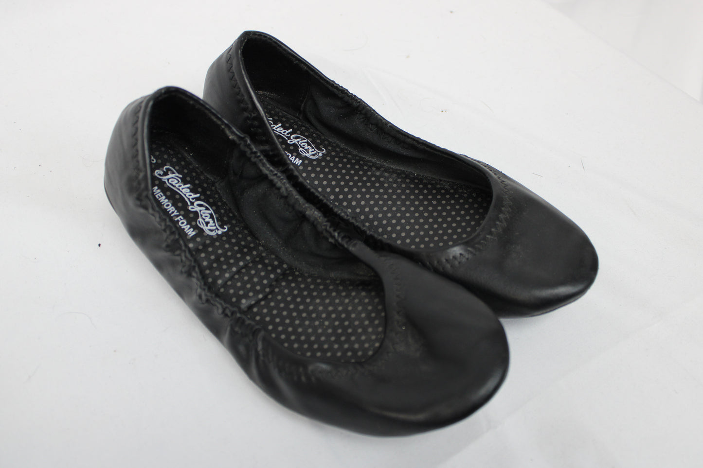 Faded Glory leather ballet flats, blk, Women's 8W
