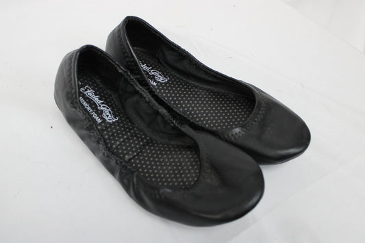 Faded Glory leather ballet flats, blk, Women's 8W