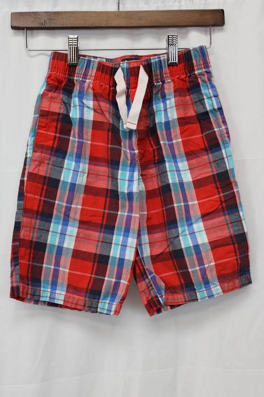 Osh Kosh classic cotton plaid shorts, navy/red, Boy's 8