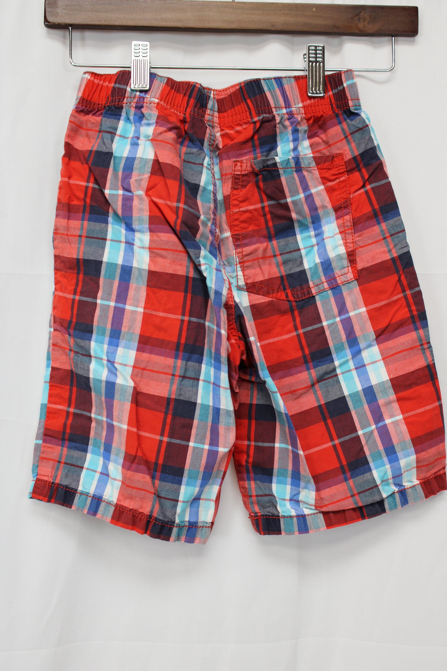 Osh Kosh classic cotton plaid shorts, navy/red, Boy's 8