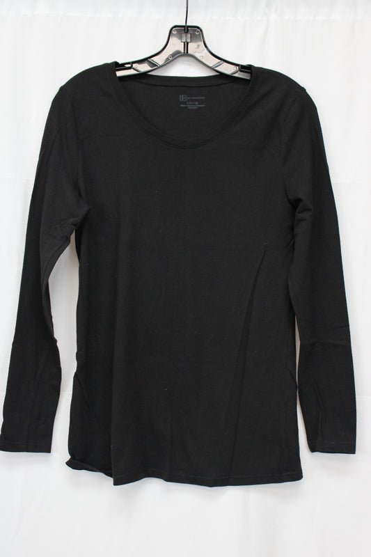 No Boundaries long sleeve cotton blouse, blk, Women's L
