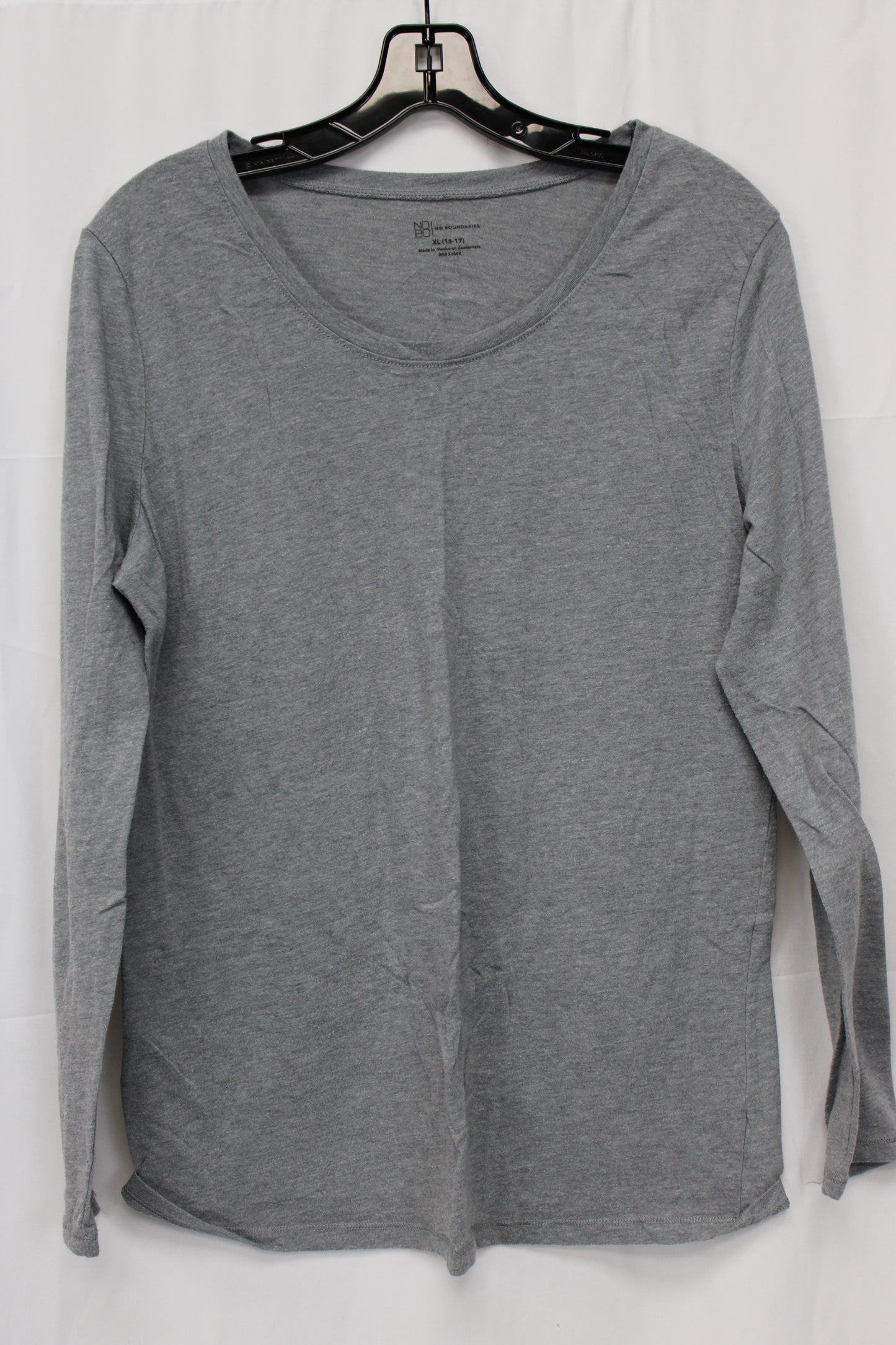 No Boundaries cotton long sleeve blouse, heather gray, Women's XL
