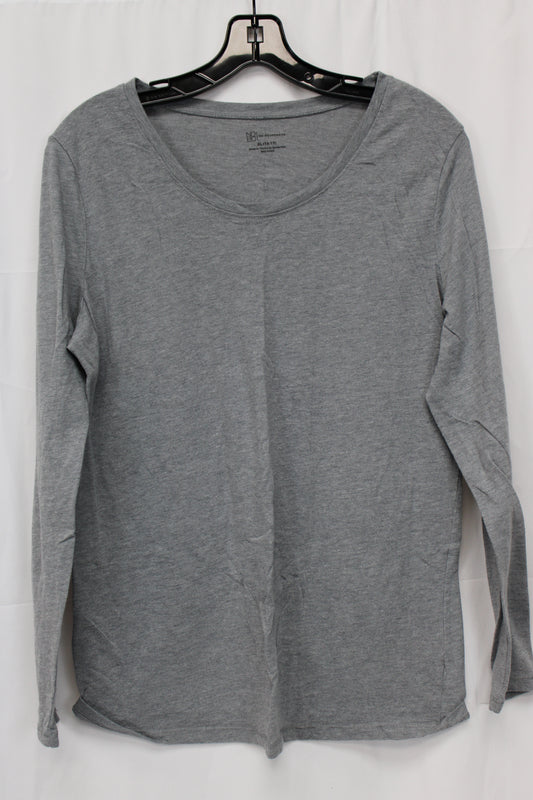 No Boundaries cotton long sleeve blouse, heather gray, Women's XL