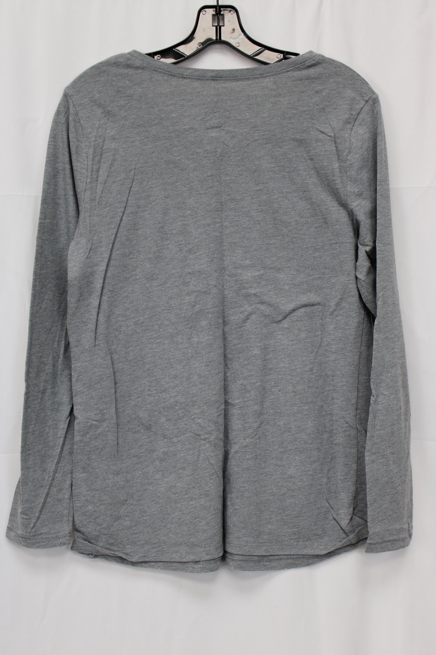 No Boundaries cotton long sleeve blouse, heather gray, Women's XL