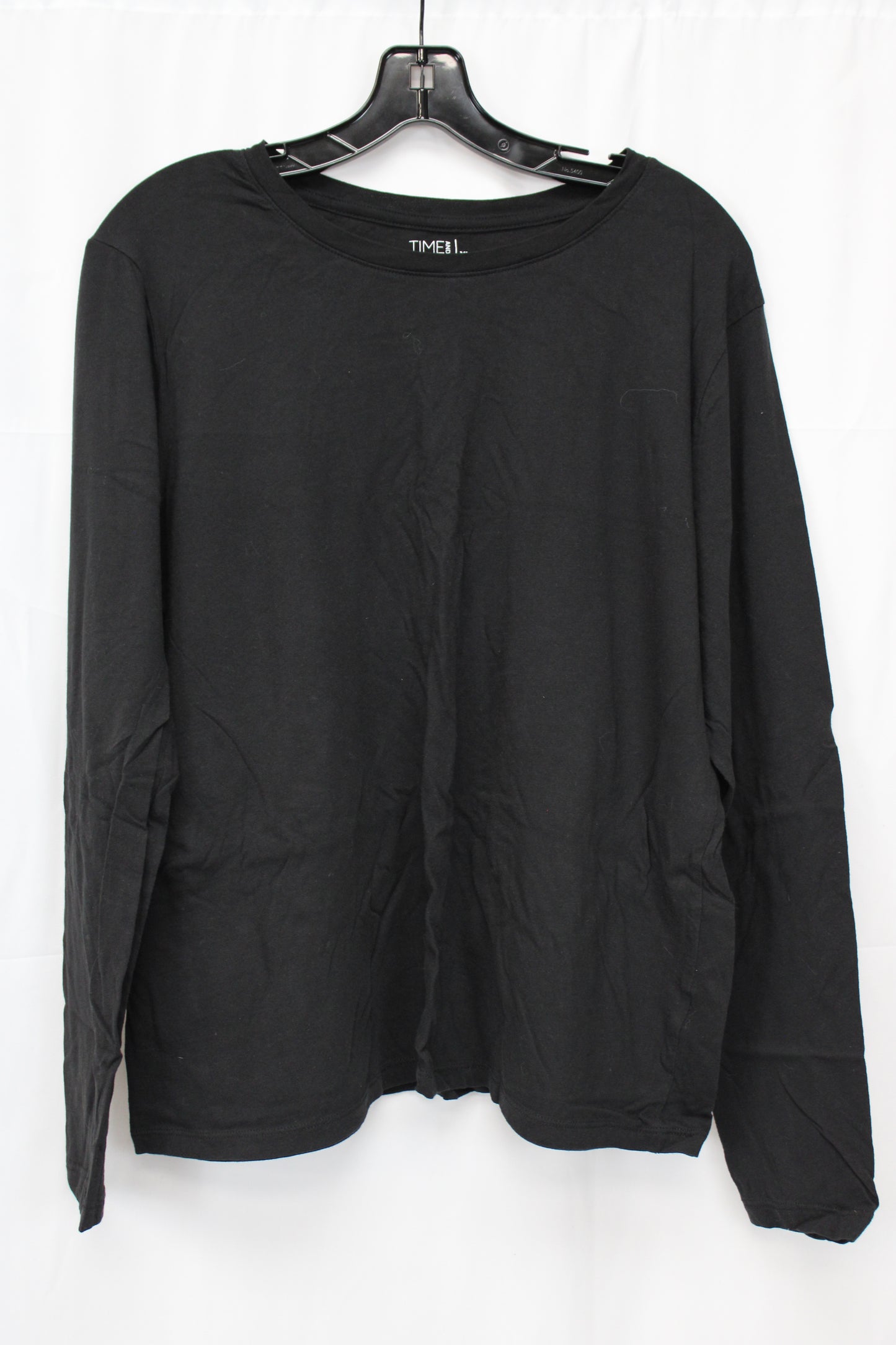 Time & Tru long sleeve cotton blouse, blk, Women's XL