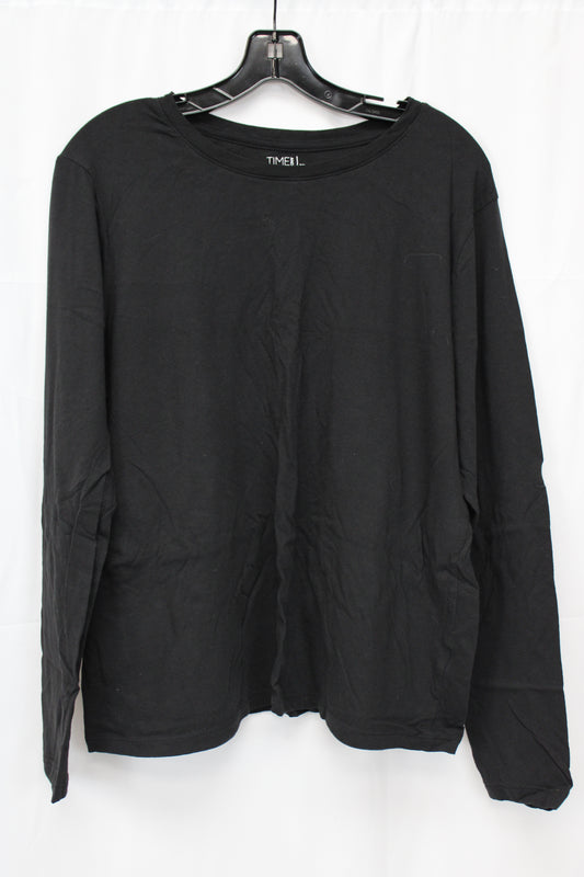 Time & Tru long sleeve cotton blouse, blk, Women's XL