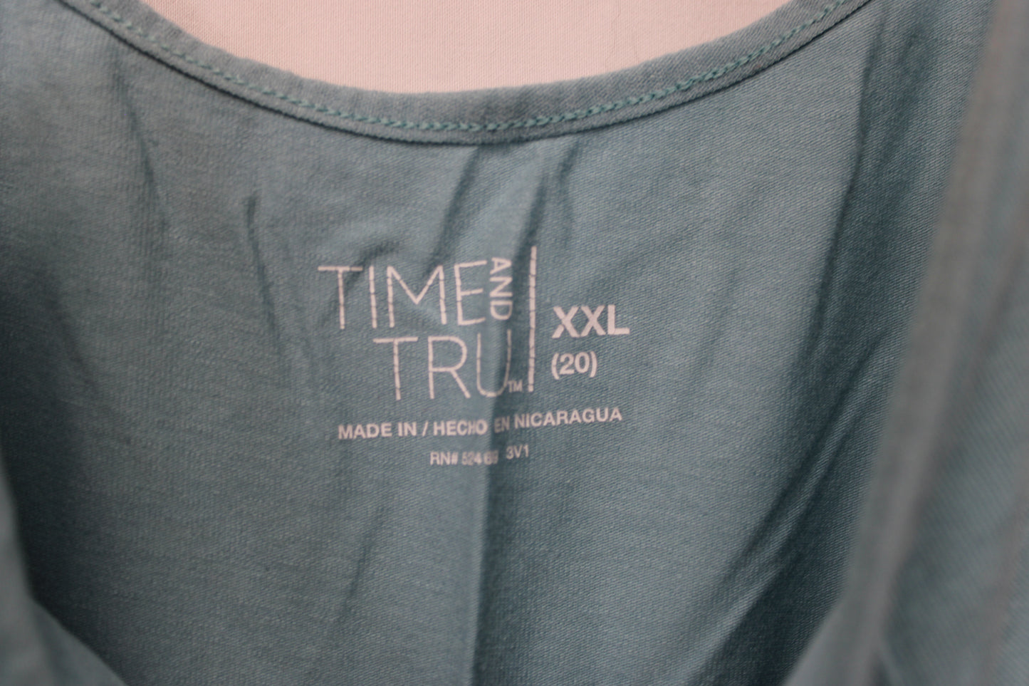 Time & Tru lightweight cotton cami, light blue, Women's XXL