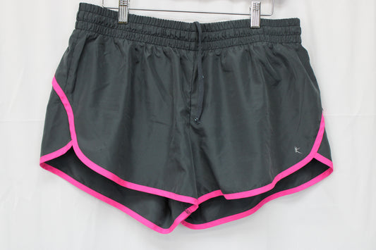 Danskin nylon drawstring jogging shorts, grey/pink, Women's XL