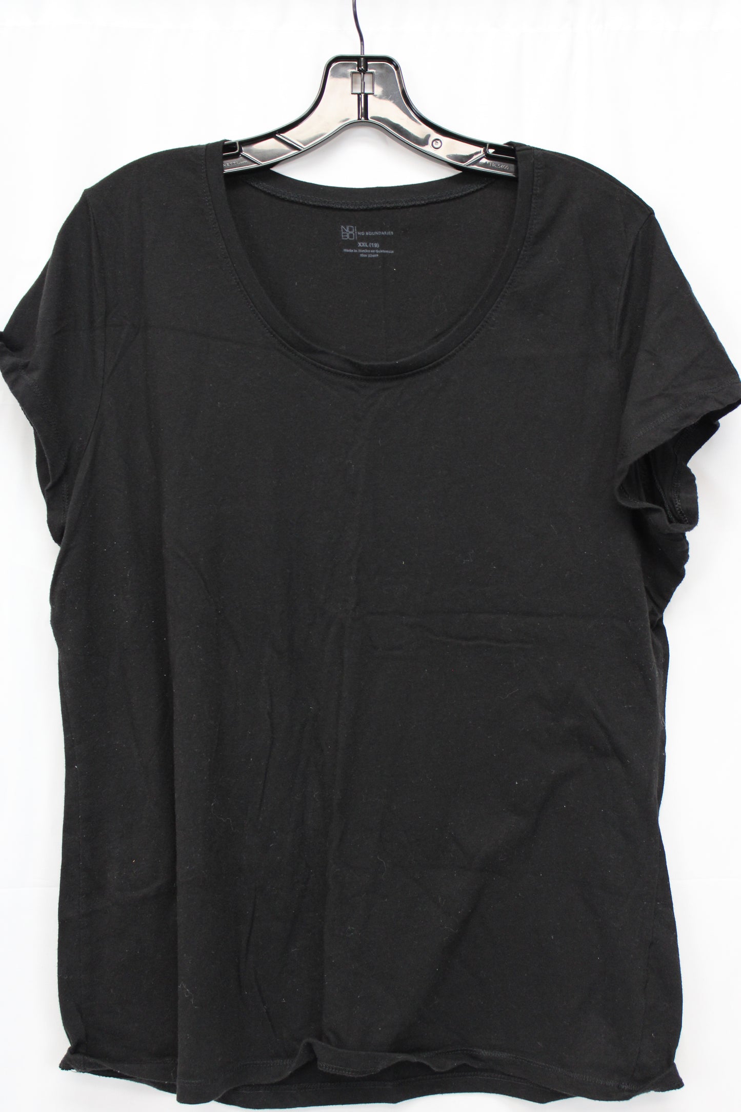 No Boundaries short sleeve crew neck blouse, blk, Women's XXL