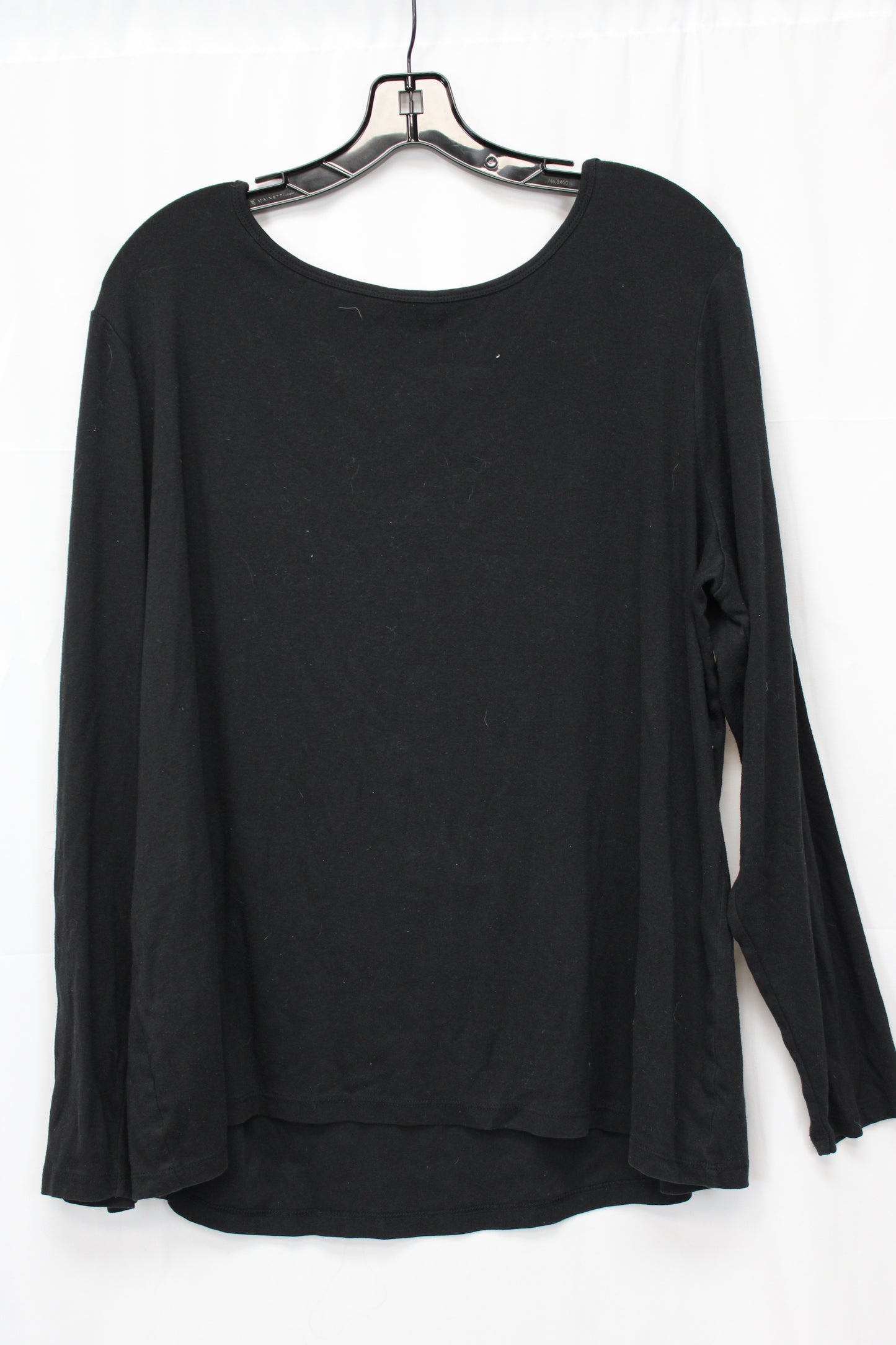 Lane Bryant long sleeve cotton blouse, blk, Women's 18/20