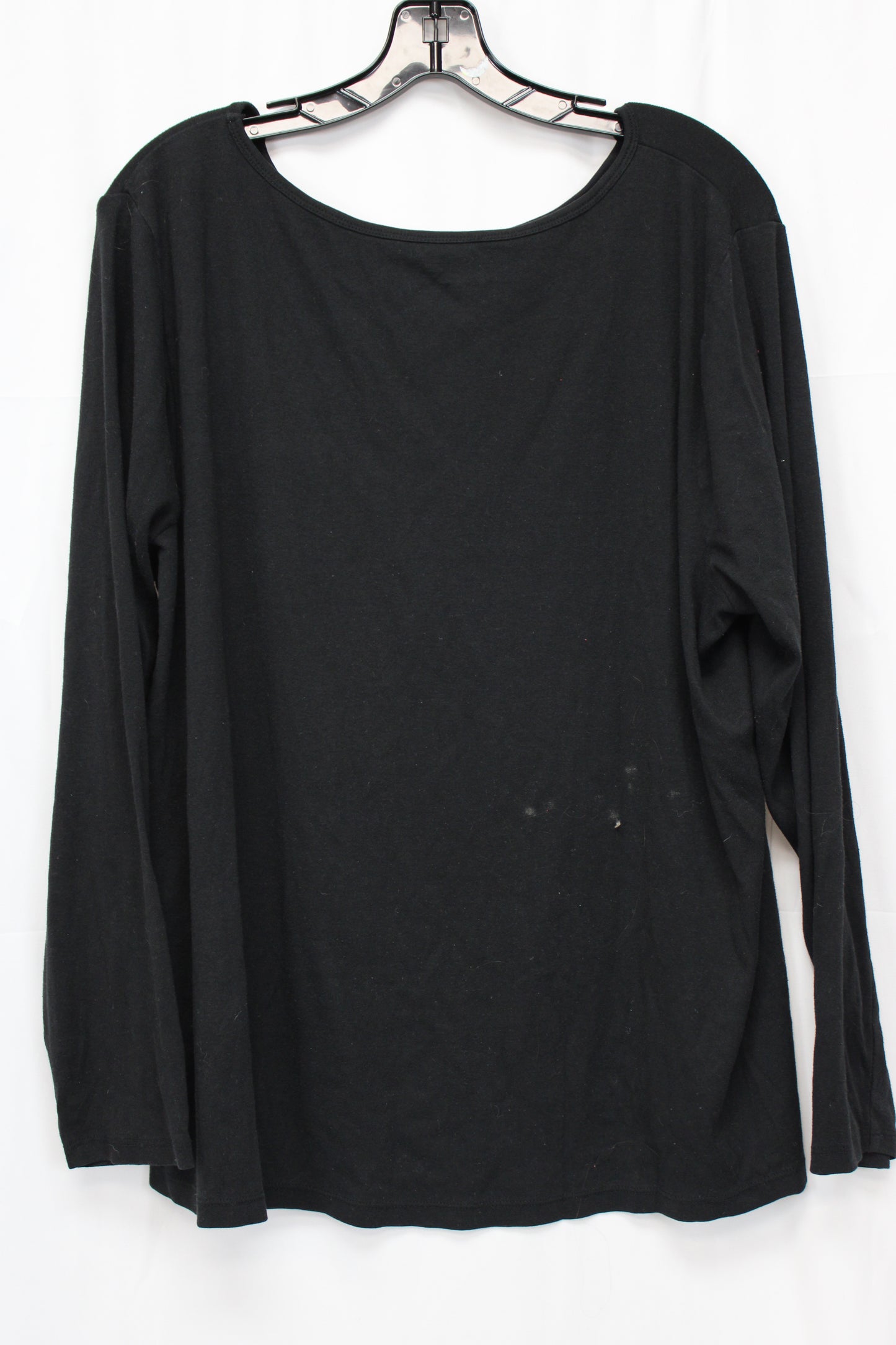 Lane Bryant long sleeve cotton blouse, blk, Women's 18/20