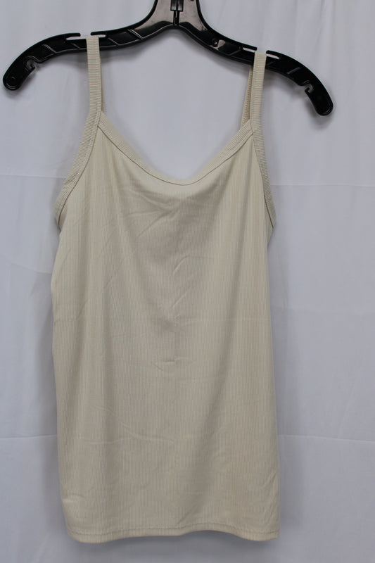 No Boundaries classic cotton ribbed cami, beige, Women's L