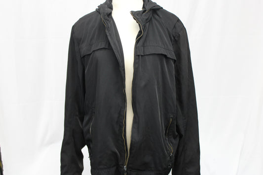 Calvin Klein nylon bomber jacket with hood, black, Women's XL