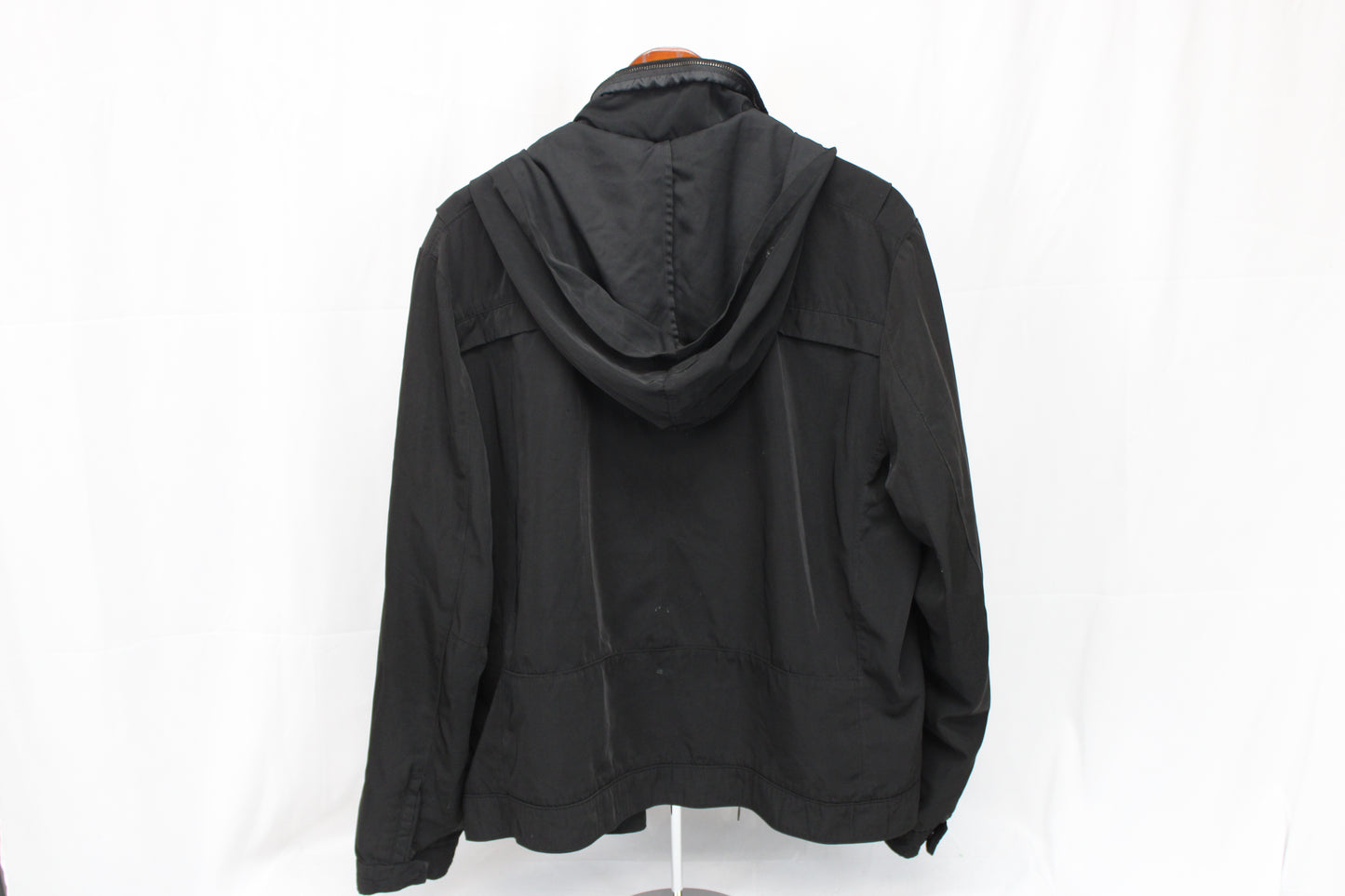 Calvin Klein nylon bomber jacket with hood, black, Women's XL