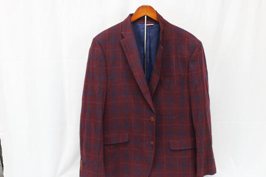 Tommy Hilfiger 2 button wool blazer, burgundy/navy, Men's 44R