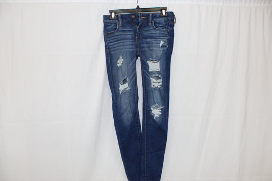 American Eagle pre-torn, dark wash skinny jeans, Women's 2