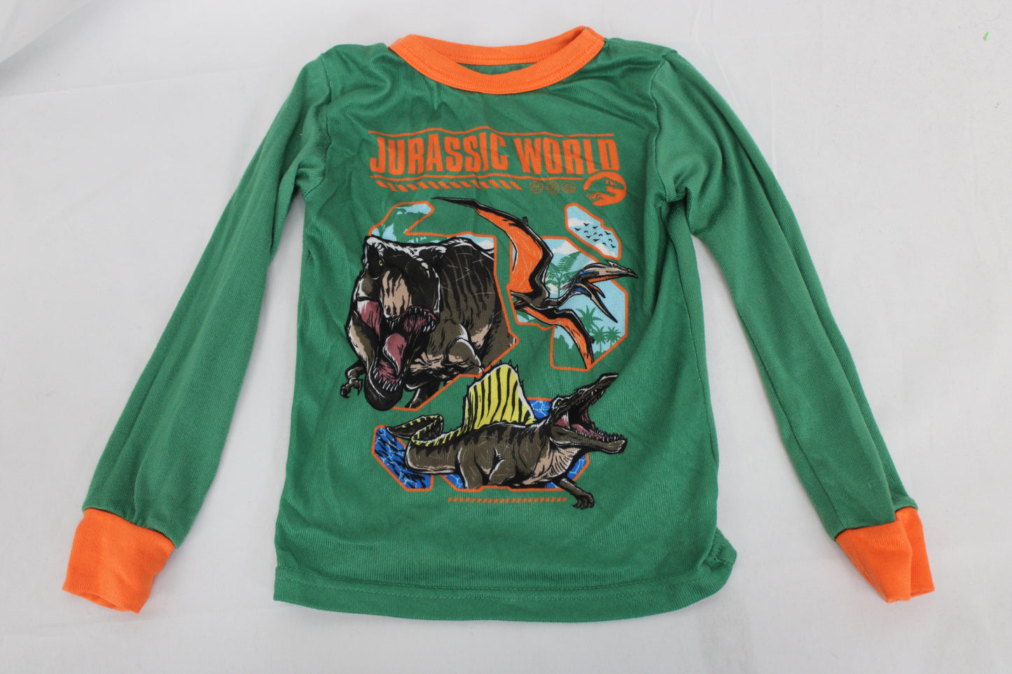 Jurassic World Dinosaur Pajama Shirt, Green/Orange, Youth 6