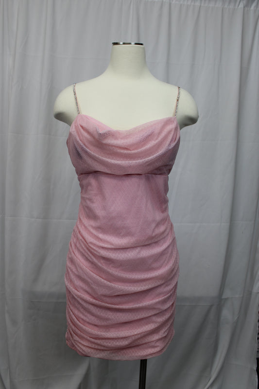Honey & Rosie above the knee spaghetti strap homecoming dress, blush pink, Women's XL