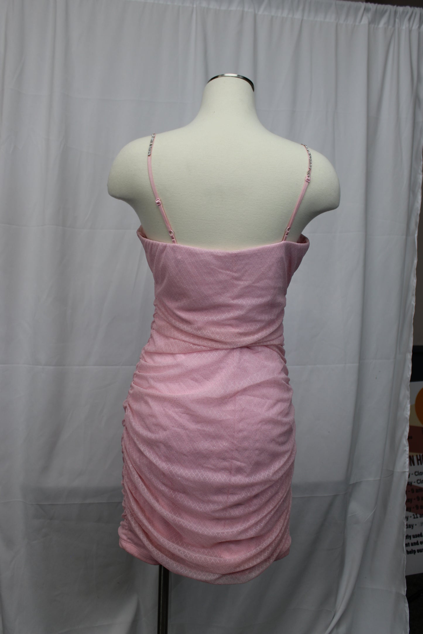 Honey & Rosie above the knee spaghetti strap homecoming dress, blush pink, Women's XL