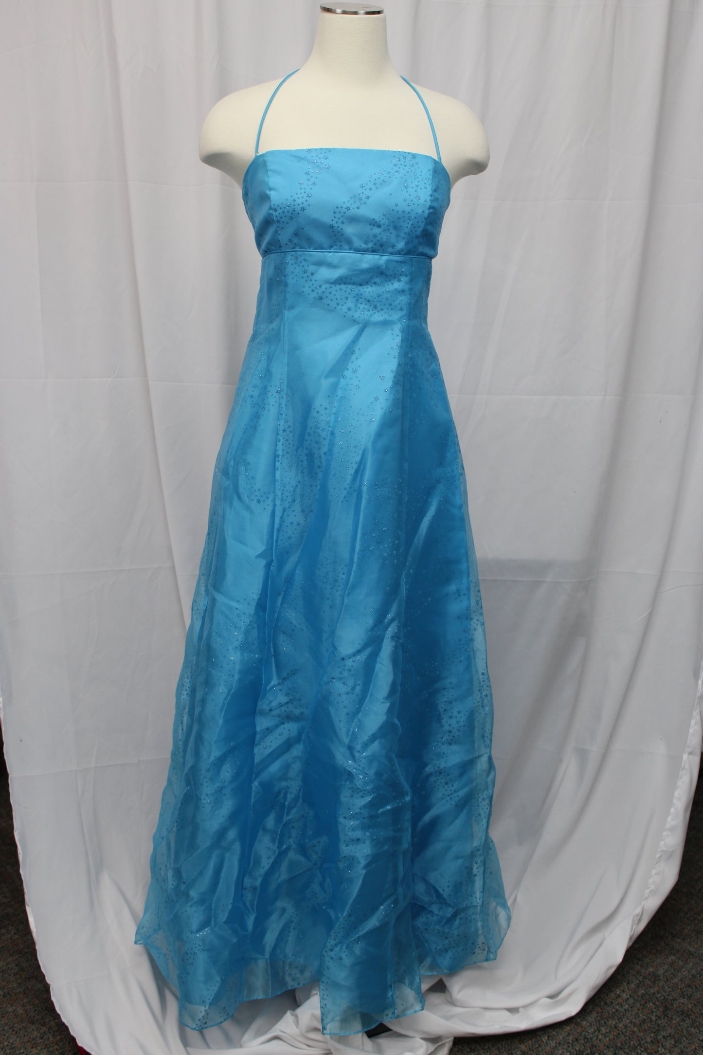 Morgan & Co. full length, spaghetti strap formal dress with sequin pattern, Women's 12