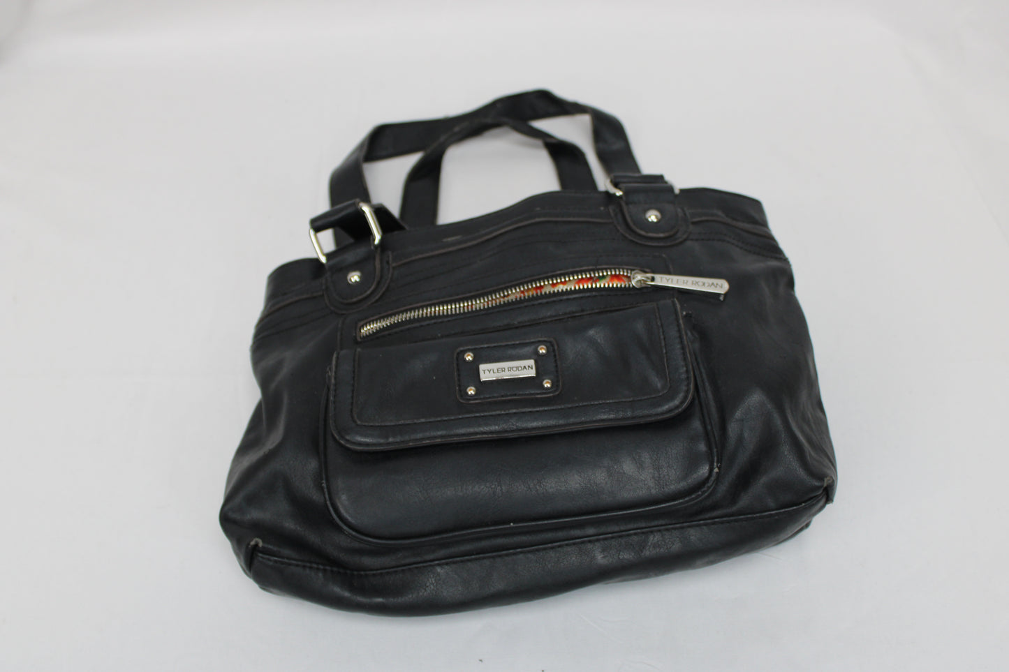 Tyler Rodan black leather purse with paisley silk lining