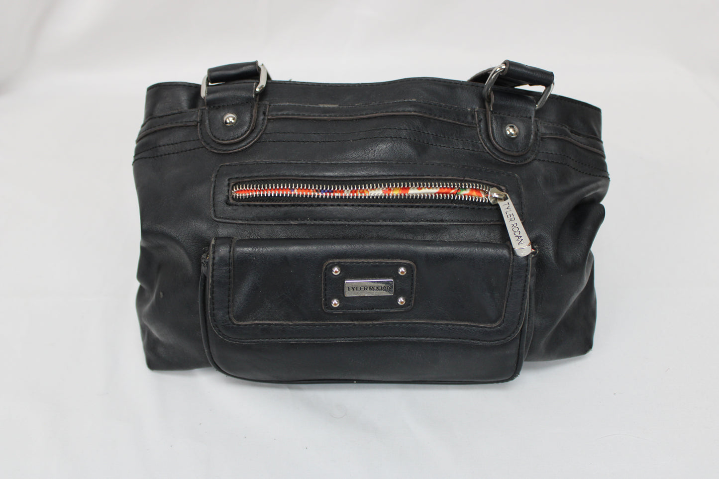Tyler Rodan black leather purse with paisley silk lining
