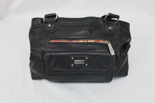 Tyler Rodan black leather purse with paisley silk lining