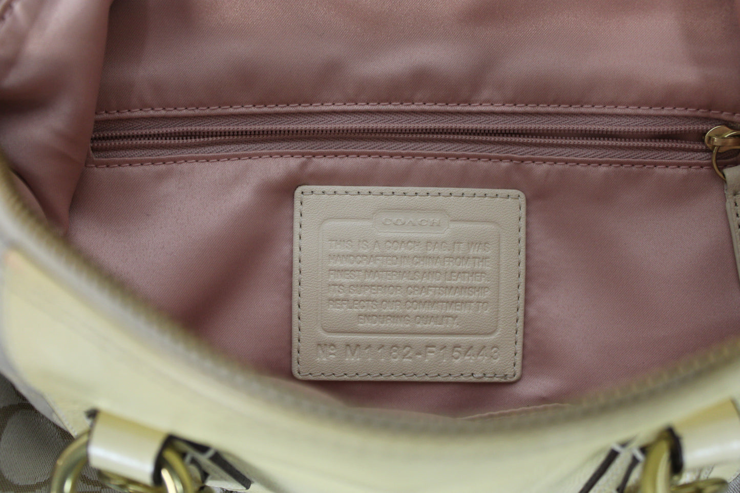 Coach Ashley Sateen Satchel, ivory/buttercream, gold hardware