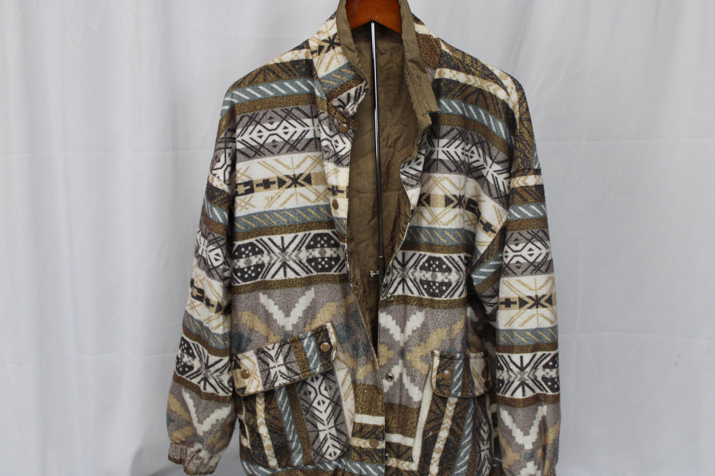 British Mist vintage reversible 90's Aztec windbreaker jacket, Men's S
