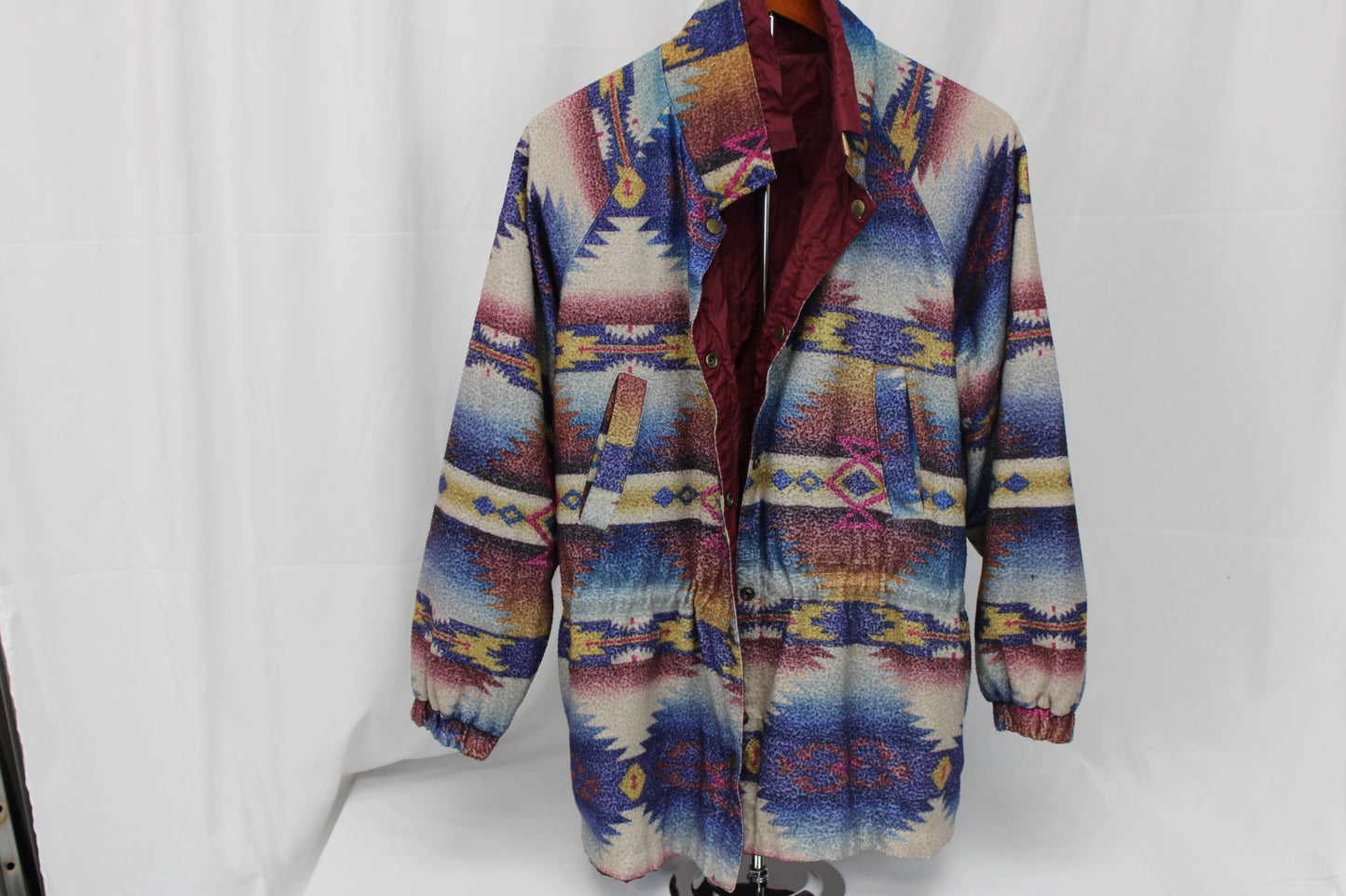 British Mist vintage reversible 90's Aztec windbreaker jacket, Men's L