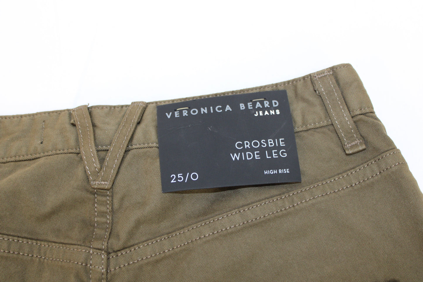 Veronica Beard Crosbie wide leg, high wasted jeans, olive, NWT, Women's 25/0