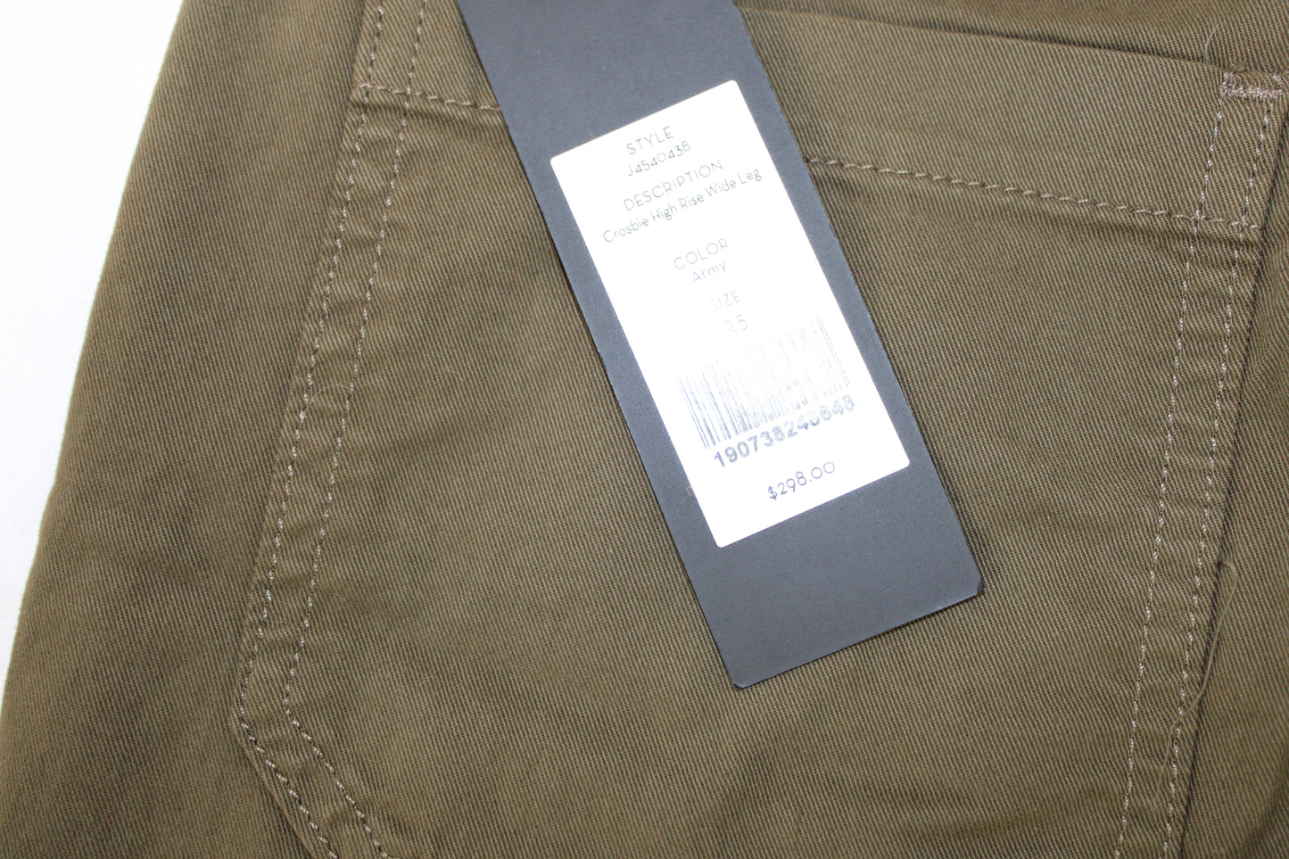 Veronica Beard Crosbie wide leg, high wasted jeans, olive, NWT, Women's 25/0